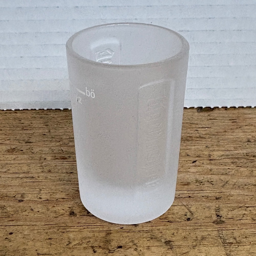 Jagermeister Frosted Shot Glass Embossed Logo 1 fl oz‎ Fill Line Stag Bottom